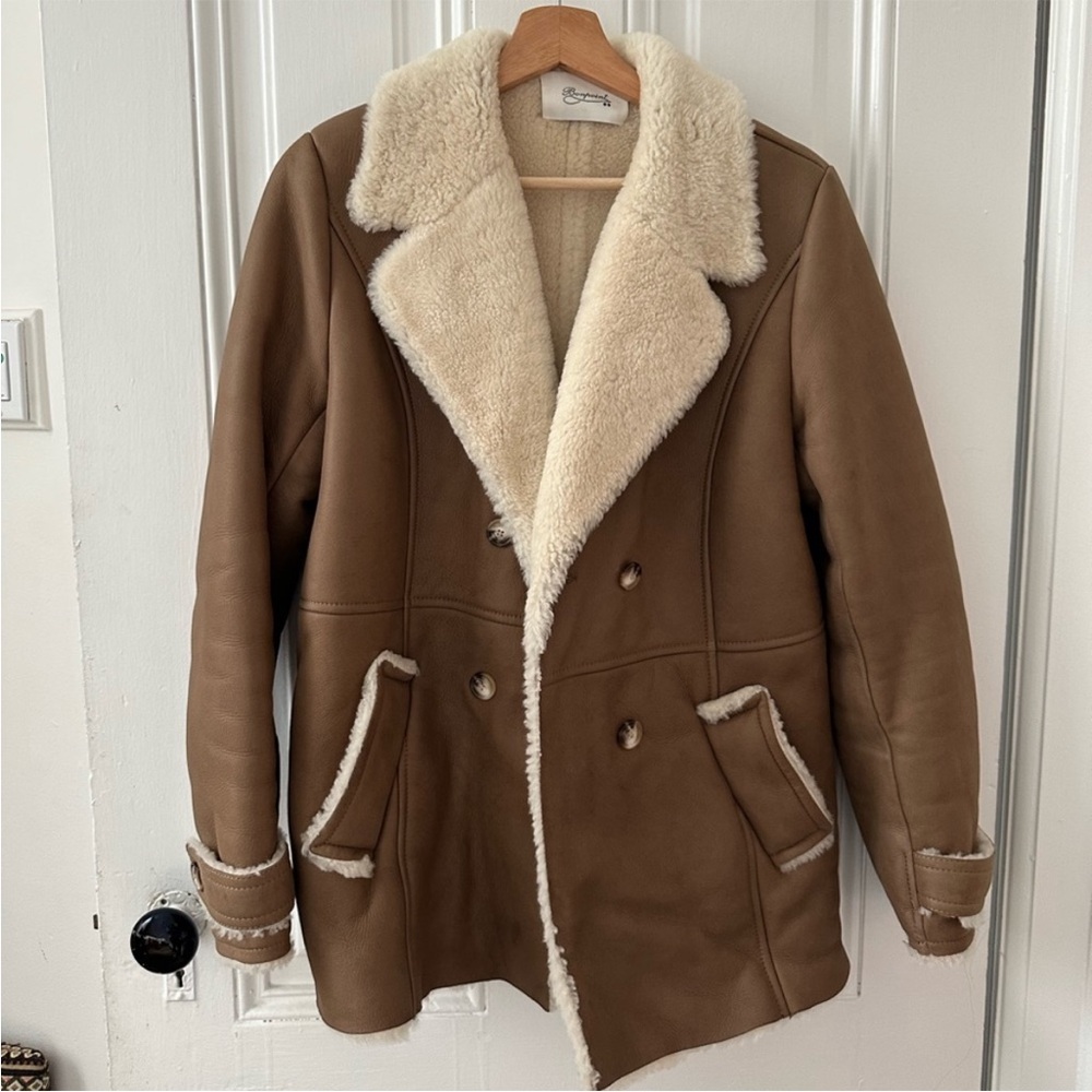 Bonpoint Brown and Cream Shearling Coat